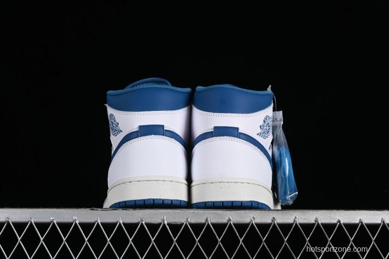 Nike Air Jordan 1 Mid Industrial Blue Basketball Shoes with Air Cushion - FN5215-141