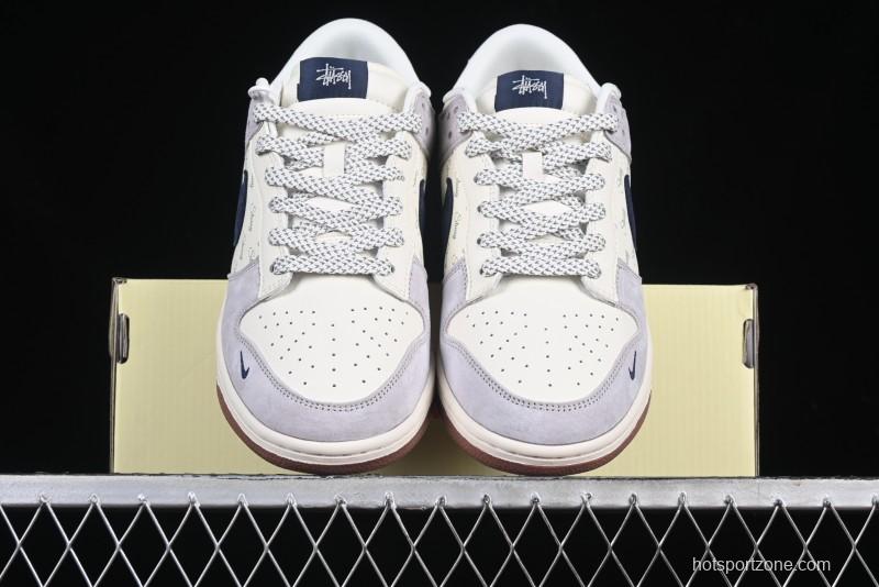 Nike SB Dunk Low Stussy Collaboration Blue Swoosh Gum Sole Anniversary Custom Low-Top Casual Sneakers - XS1086-012