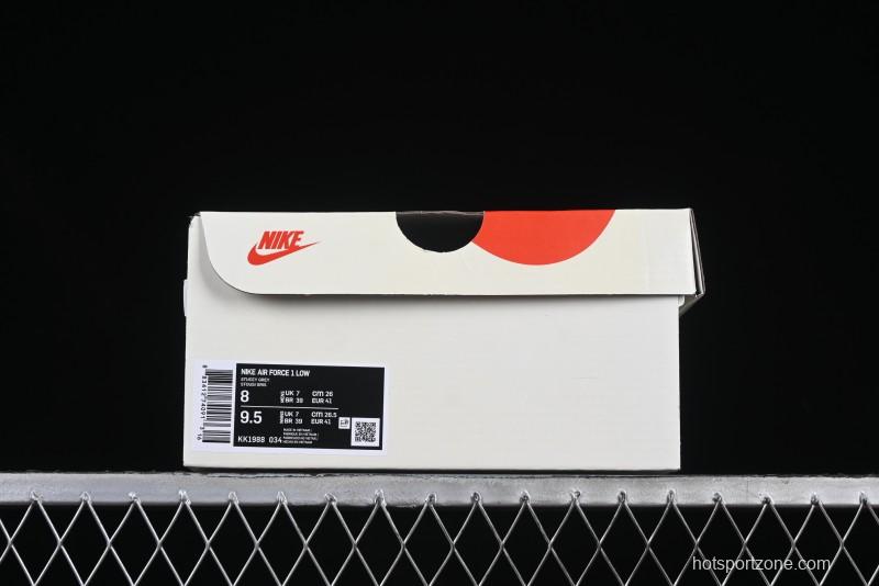 Nike Air Force 1 '07 Low Stussy Collaboration Olive Green Star Low-Top Casual Sneakers - KK1988-034