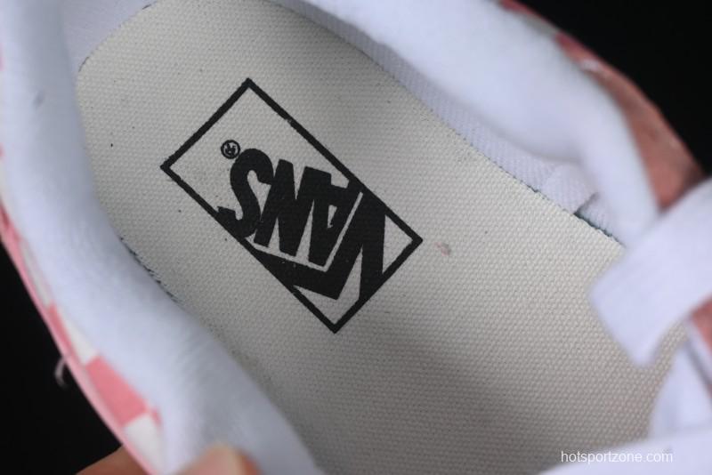 Vans Knu Skool Low Top Comfortable Slip Resistant Wear Resistant Casual Sneakers in Pink Checker - VN0009QCREV