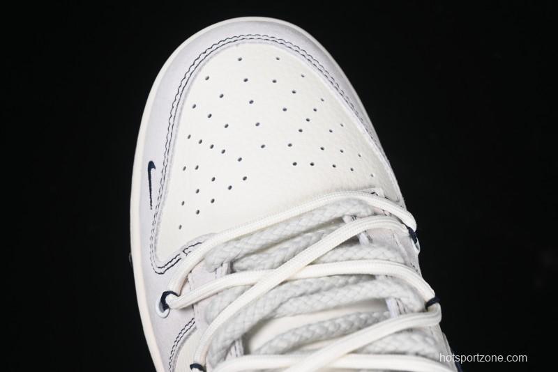 Nike SB Dunk Low Stussy Anniversary Edition High-End Custom Sneakers with Lace-Up Design in Grey White and Navy - YX5066-240