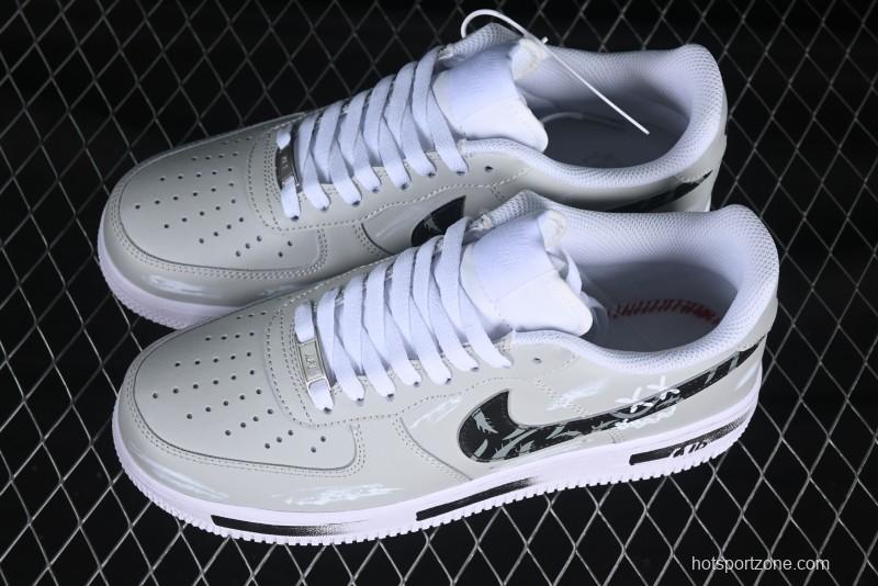 Nike Air Force 1 '07 Low Shadow Knight Grey White Black Casual Sneakers - CW2288-111