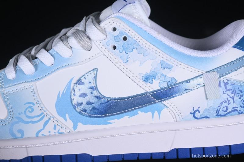 Nike Dunk Low Blue and White Porcelain Theme Casual Sneakers - DV0831-104