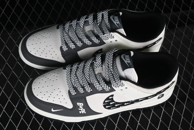 Nike SB Dunk Low BAPE Collaboration Full Print Five-Point Star Black Swoosh Anniversary High-End Custom Low-Top Casual Skate Shoes - DJ2024-122