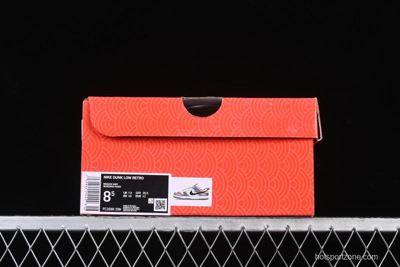 Nike SB Dunk Low Supreme Collaboration Bullet Screen Black Check Anniversary Customized Low-Top Casual Sneakers - FC1688-208