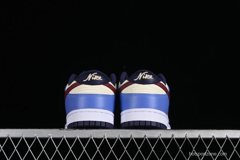 Nike Dunk Low SB Skateboarding Shoes in White Blue Red Colorway - FV8119-161