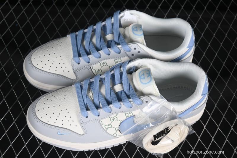 Nike Dunk Low x Gucci Collaboration – Premium Gray & Blue Edition
