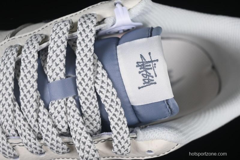 Nike Air Force 1 '07 Low Stussy Collaboration Grey Base Black Swoosh Casual Sneakers - XZ6188-761