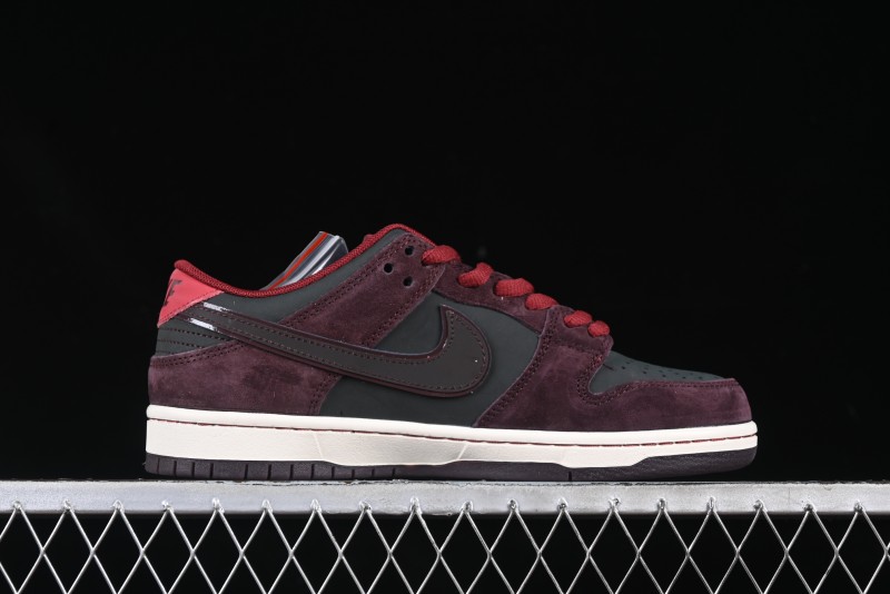 Nike SB Dunk Low "Dark Burgundy & Black" - Premium Suede Skate Shoes