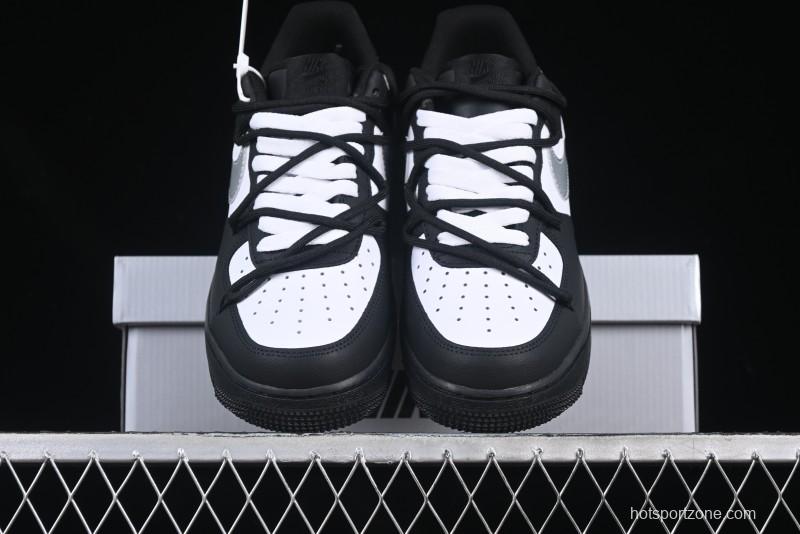 Nike Air Force 1'07 Low Silver Wing Panda Casual Sneakers with Strap - ZH0316-064