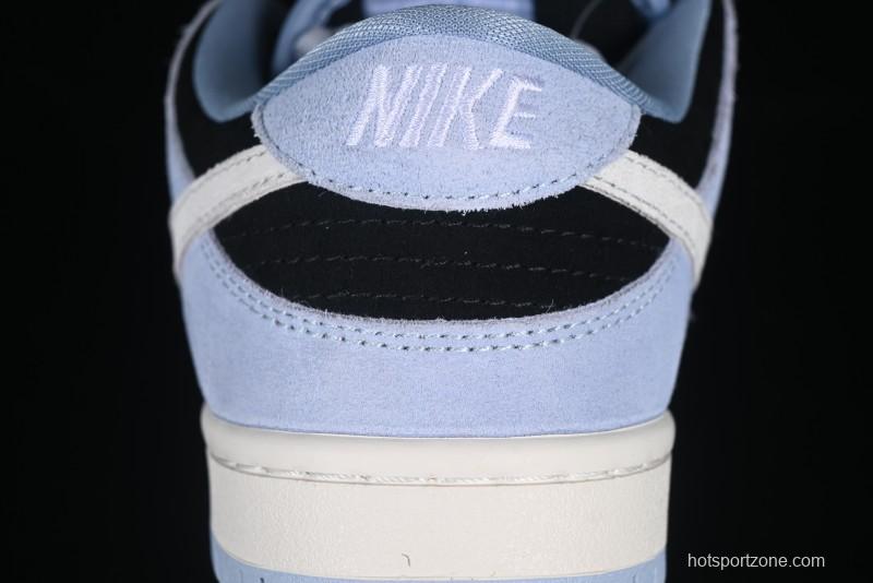Nike SB Dunk Low Aluminum Skateboarding Shoes with Black Blue White Swoosh - HF3063-400