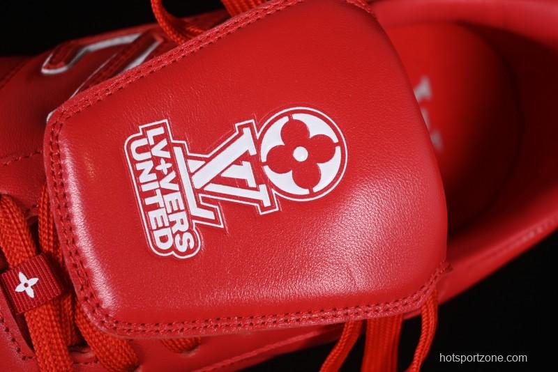 Louis Vuitton Footprint Soccer Low-Top Lifestyle Sneakers Round Toe Lace-Up Casual Shoes Red - AJF6