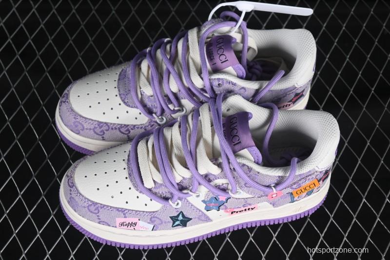 Nike Air Force 1'07 Low "Purple Star" Custom Casual Sneakers - BD7700-220