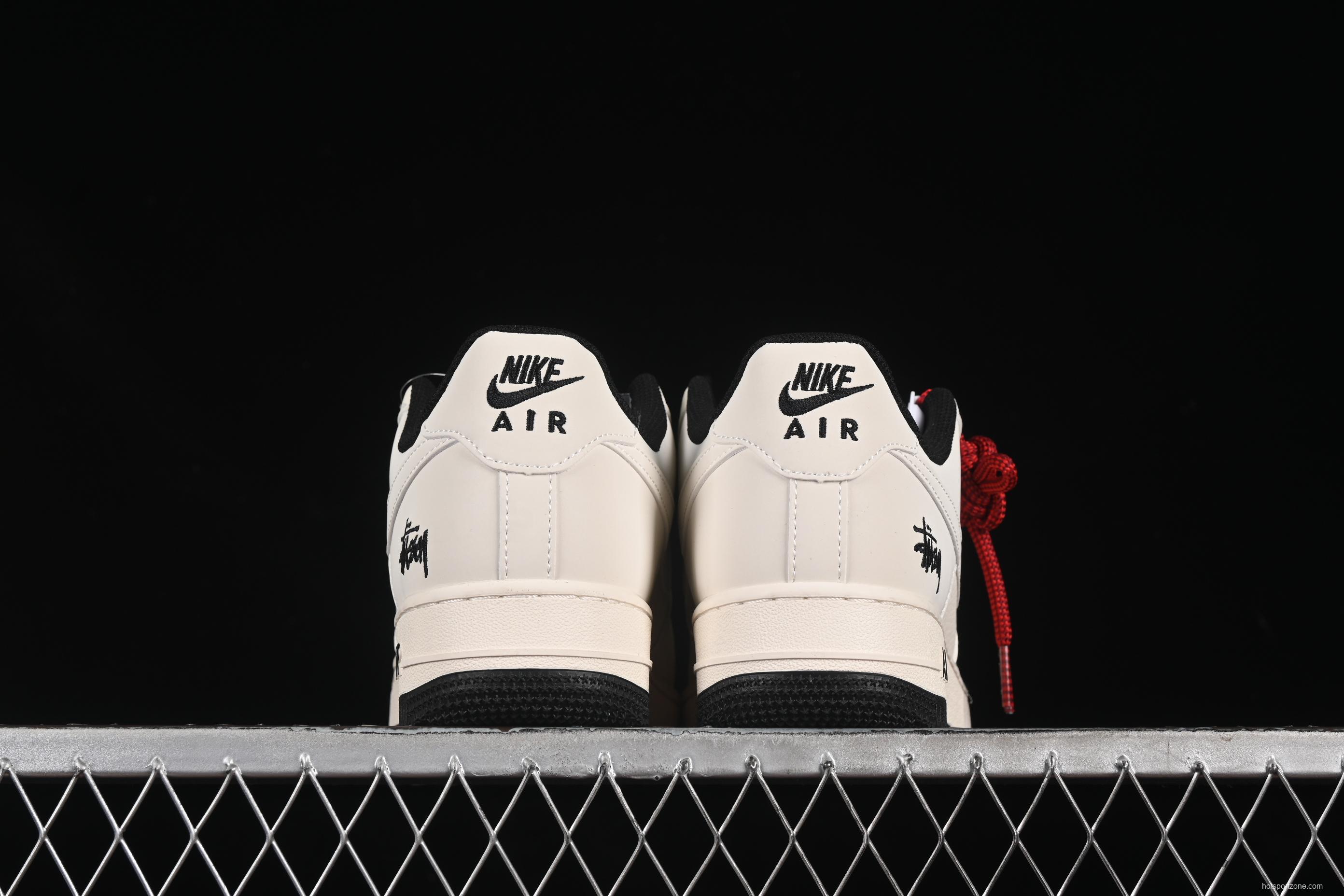 Nike Air Force 1 '07 Low Stussy Collaboration Small Double Swoosh Black Sole Low-Top Casual Sneakers - XZ6188-713