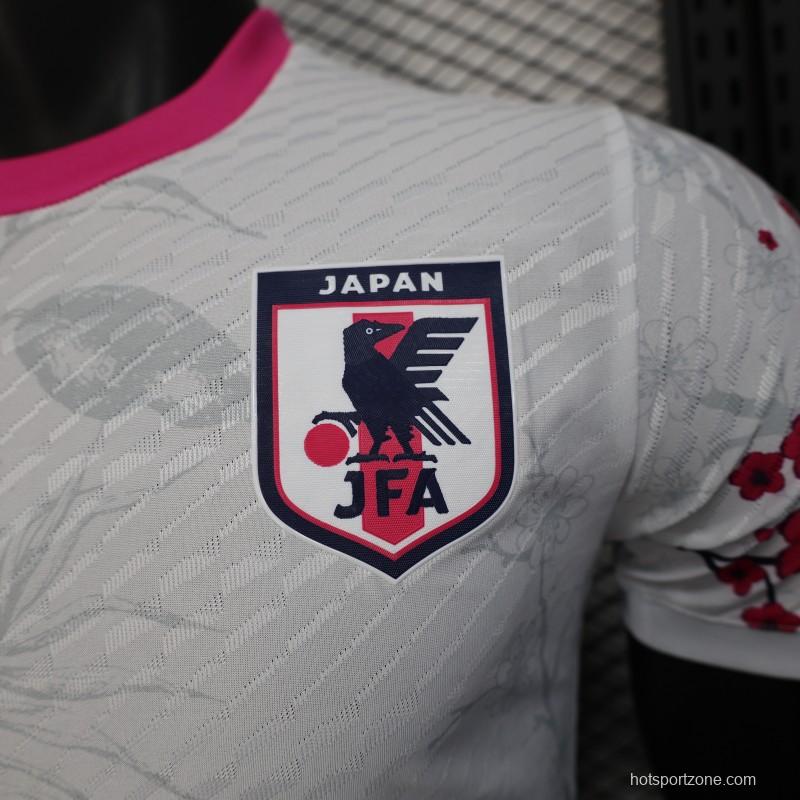 Player Version 2025 Japan White with Blue and Red Bird Jersey