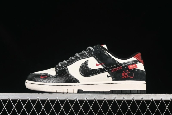 Nike SB Dunk Low Year of the Snake Black Scale Black Swoosh Anniversary Custom Low-Top Casual Skate Shoes - YX5066-292