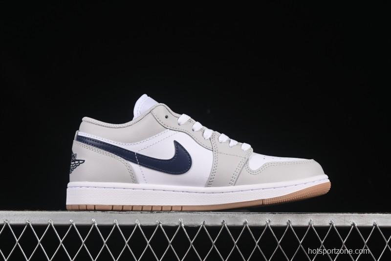 Nike Air Jordan 1 Low AJ1 Casual Sneakers with Blue Swoosh - 553558-146