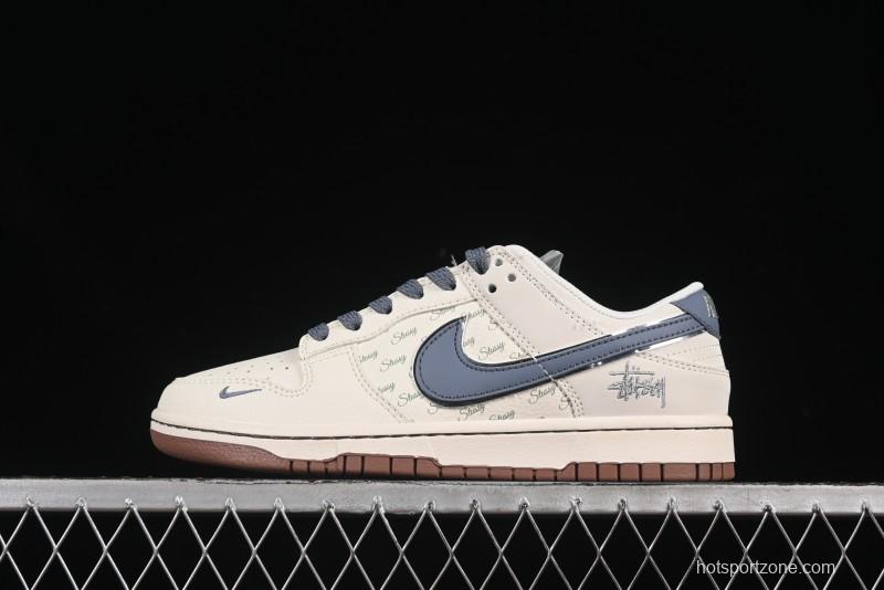 Nike SB Dunk Low Stussy Light Blue Brown Anniversary Custom Low-Top Casual Skate Shoes - ZH2598-247