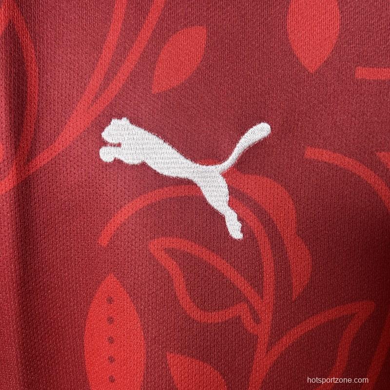 2025 Portugal National Team Burgundy with Floral Pattern Jersey