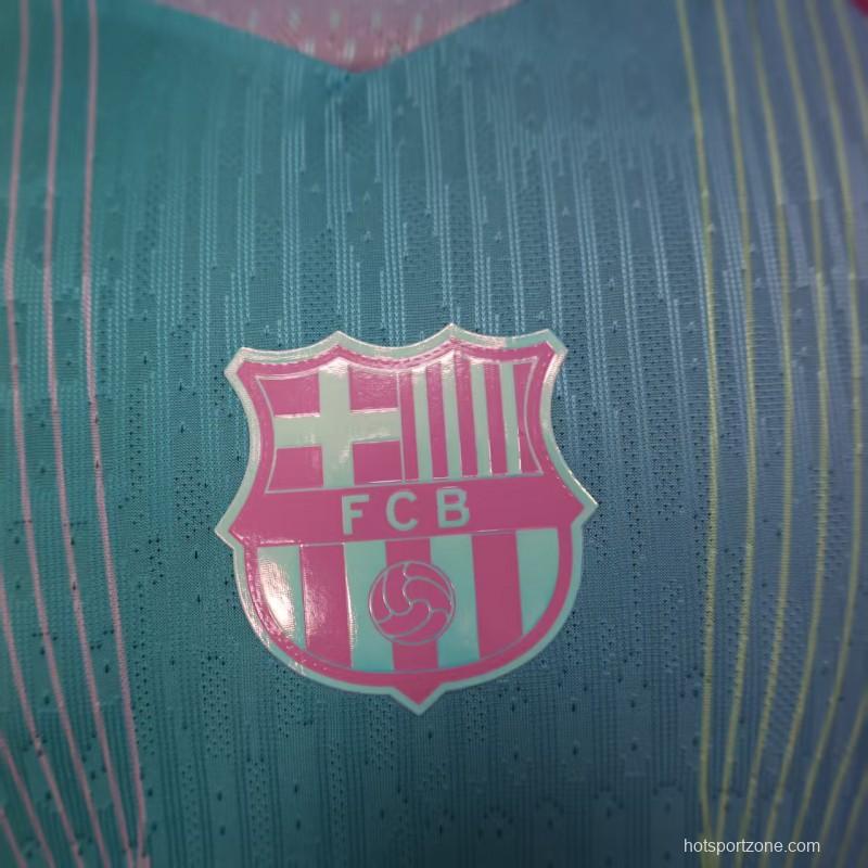 Player Version 25/26 FC Barcelona Mint Green with Pink Trim Jersey
