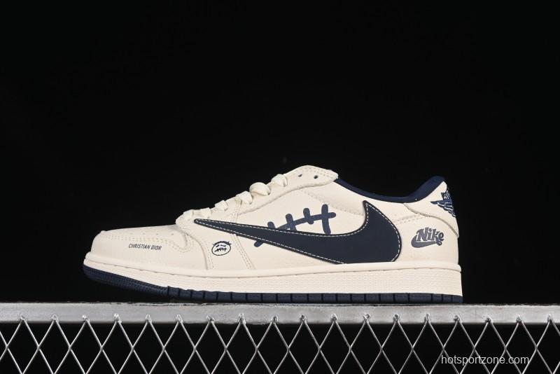 Nike Travis Scott x Fragment Design x Air Jordan 1 Low OG SP AJ1 Collaboration Sneakers - LD2025-009