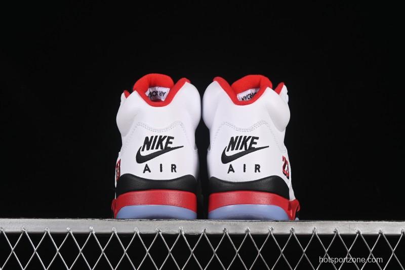 Nike Air Jordan 5 Retro Basketball Shoes Fire Red Black Tongue - HQ7978-101