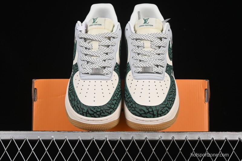 Nike Air Force 1 '07 Low LV Collaboration Green Stone Grain Gum Sole Casual Sneakers - ZH2598-306