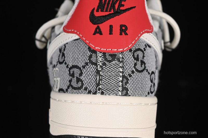 Nike Air Force 1'07 Low Gucci Collaboration Grey Pattern Drawstring Casual Sneakers - YX5066-319