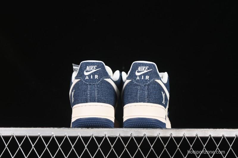 Nike Air Force 1'07 Low LV Collaboration Dark Blue Checkerboard Casual Sneakers - XS1958-551