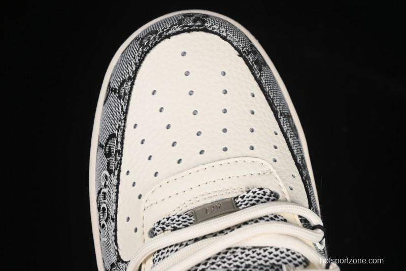 Nike Air Force 1'07 Low Gucci Collaboration Grey Pattern Drawstring Casual Sneakers - YX5066-319