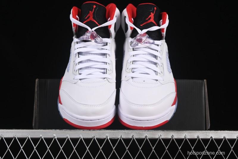 Nike Air Jordan 5 Retro Basketball Shoes Fire Red Black Tongue - HQ7978-101