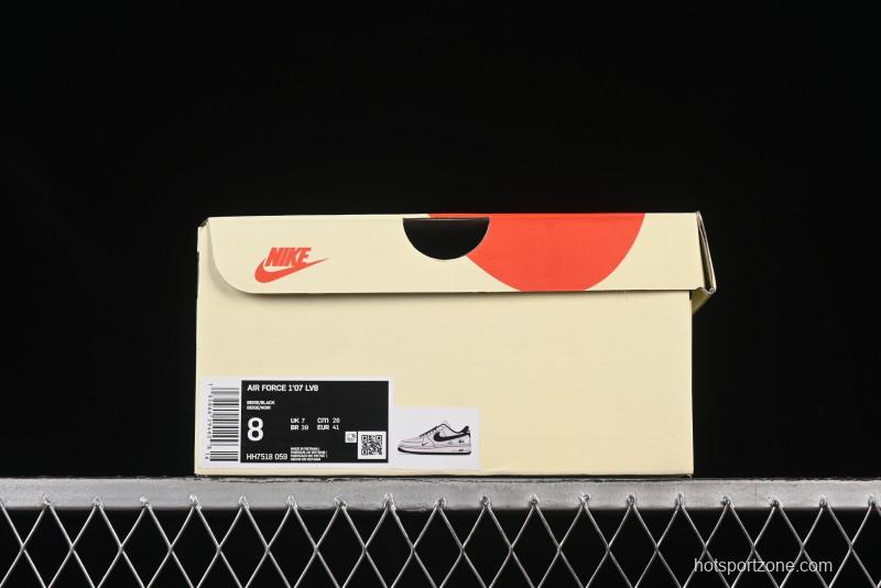 Nike Air Force 1'07 Low Stussy Collaboration Black Swoosh Casual Sneakers - HH7518-059