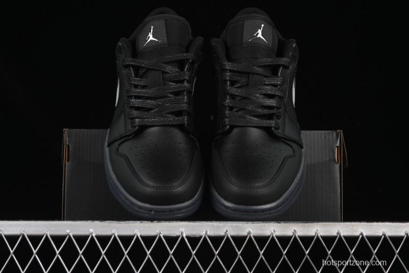 Nike Air Jordan 1 Low AJ1 Basketball Shoes Black White Canvas Leather Panel - HV5968-001
