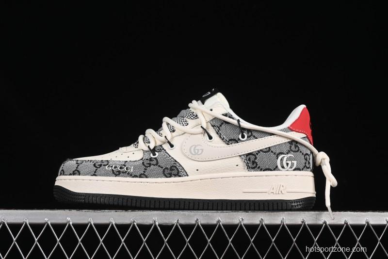 Nike Air Force 1'07 Low Gucci Collaboration Grey Pattern Drawstring Casual Sneakers - YX5066-319