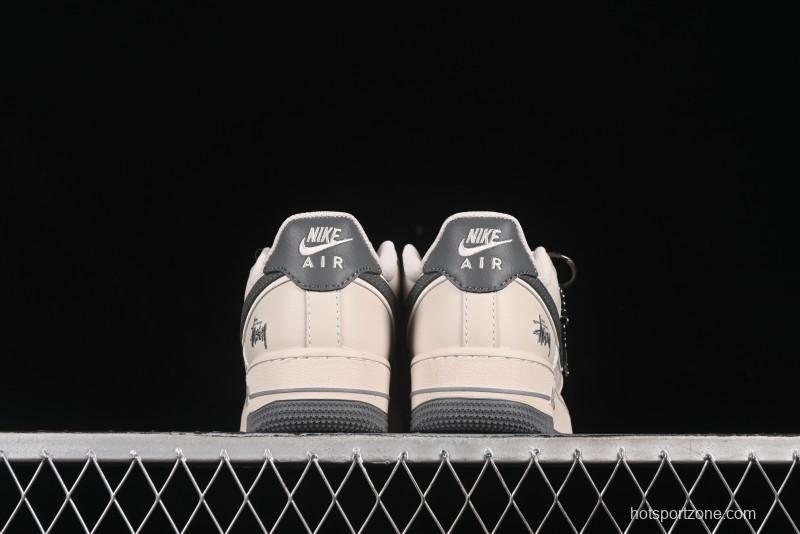Nike Air Force 1 '07 Low Stussy Collaboration Pig Grey Swoosh Grey Sole Casual Sneakers - XX3168-126