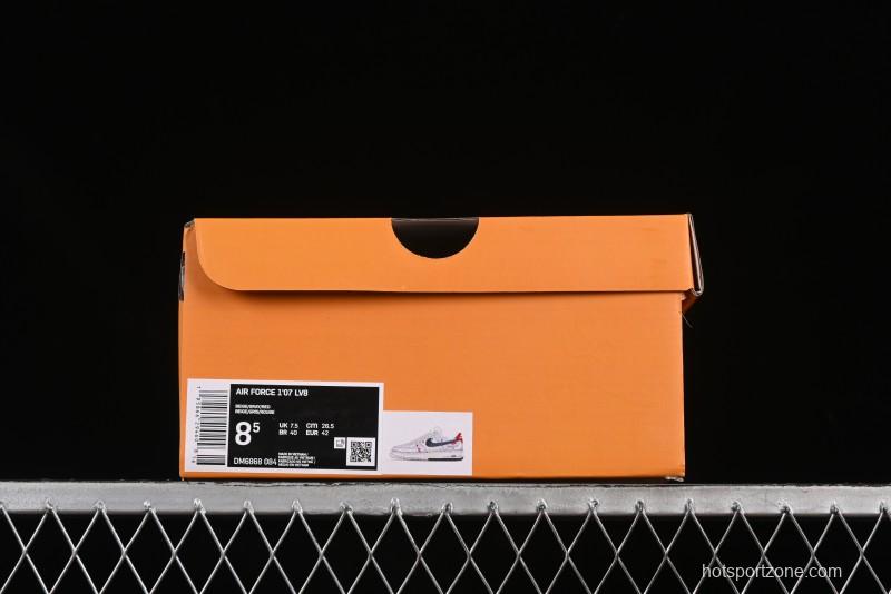 Nike Air Force 1 '07 Low LV Collaboration Two-Tone Red Heel Drawstring Casual Sneakers - DM6868-084