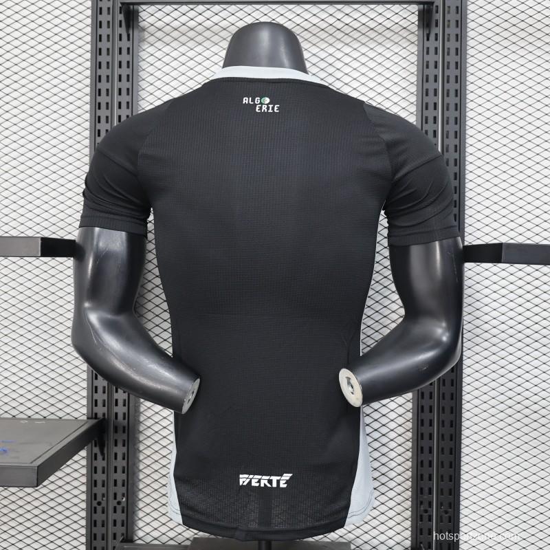 Player Version 2025 Algeria Black with White Arabic Sponsor Jersey