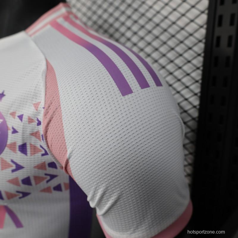 Player Version 2025 Algeria White-Pink with Geometric Pattern Jersey