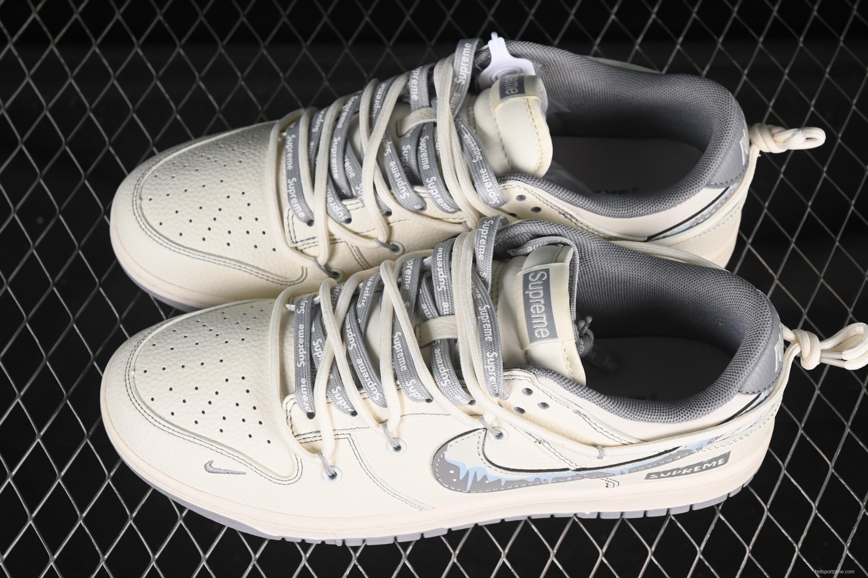 Nike SB Dunk Low Supreme Series Strap White Graffiti Swoosh Anniversary Custom Low-Top Casual Skate Shoes - DM6868-080