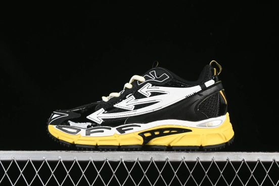 Off-White Be Right Low-Top Lifestyle Sneakers in Black & Yellow - C.D4