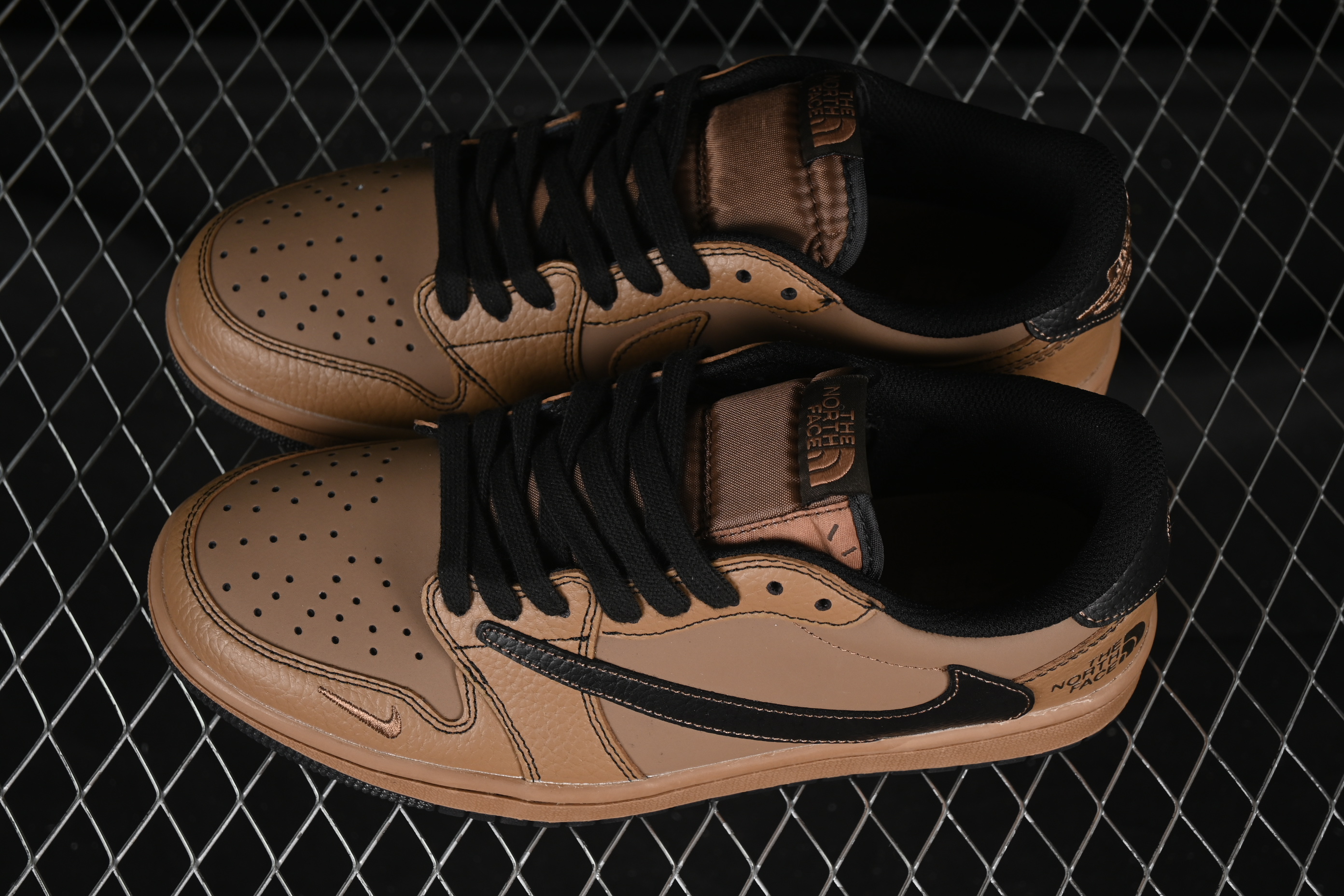 Nike Air Jordan 1 Low AJ1 The North Face Collaboration Black Brown High-End Custom Retro Basketball Shoes - XZ5749-011