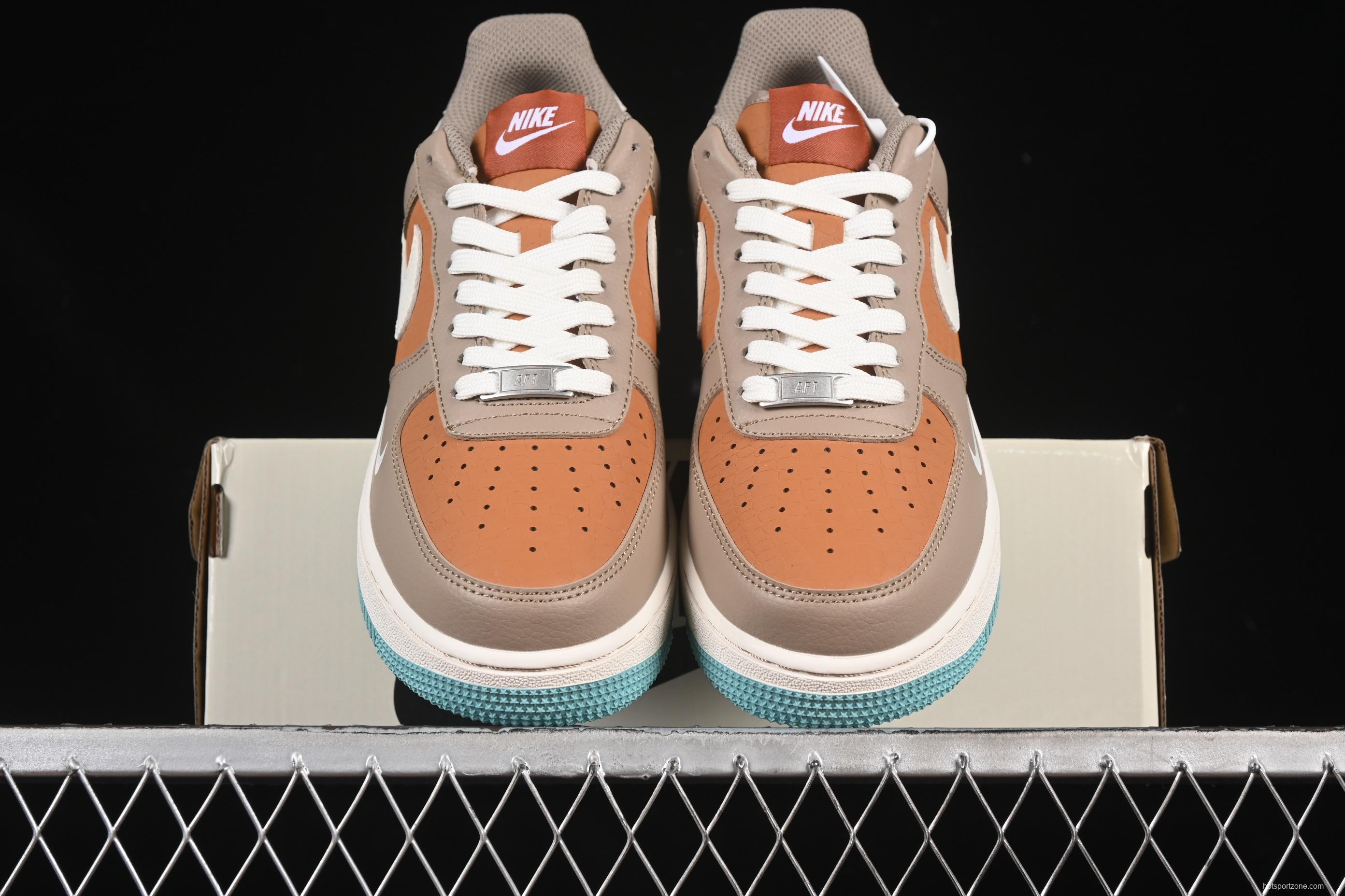 Nike Air Force 1 '07 Low TS Collaboration Grey Brown with Mini Swoosh Casual Sneakers - LW9279-006