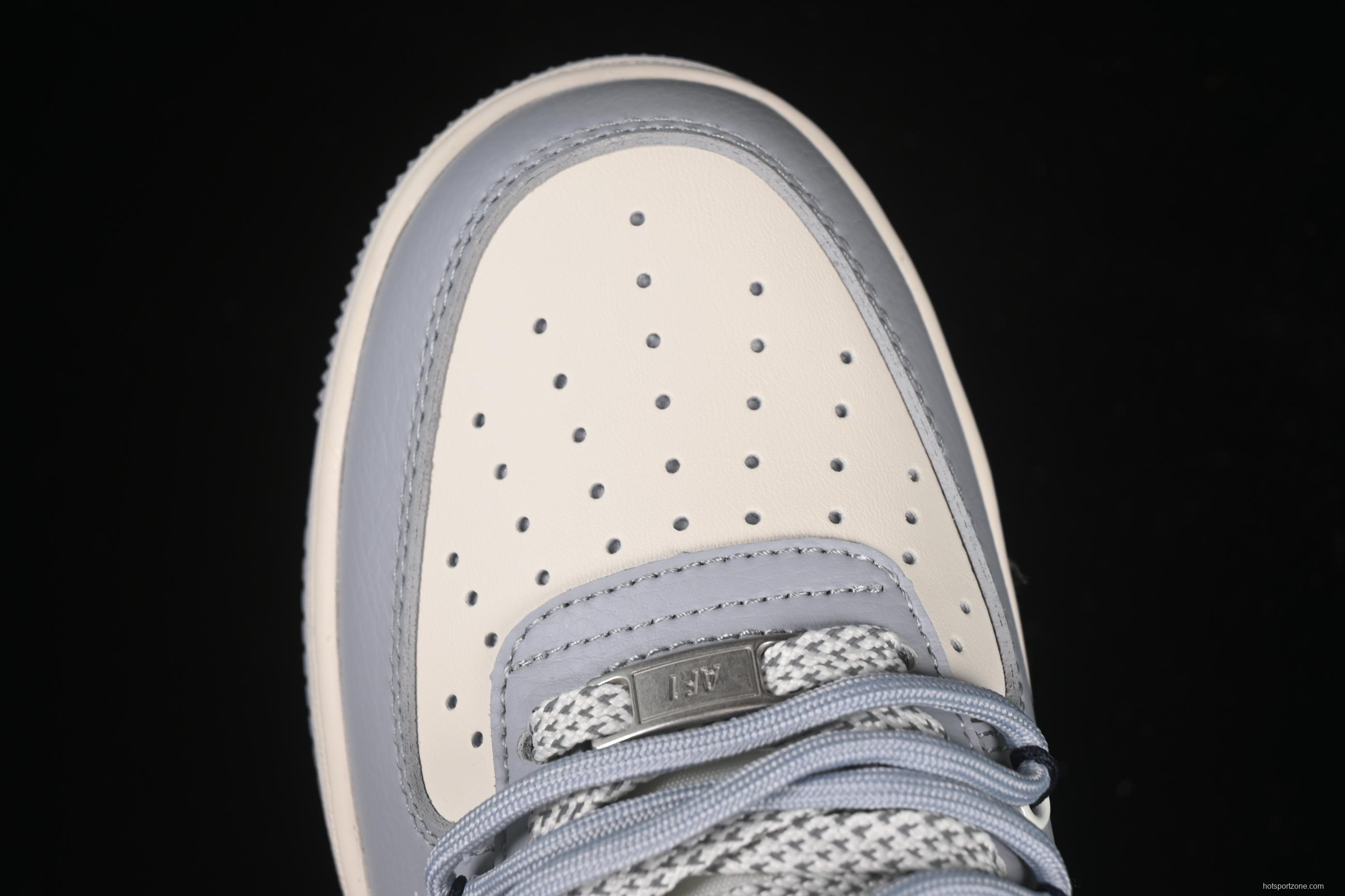 Nike Air Force 1'07 Low LV Collaboration Grey Blue Canvas Lace-Up Casual Sneakers - DM6868-099