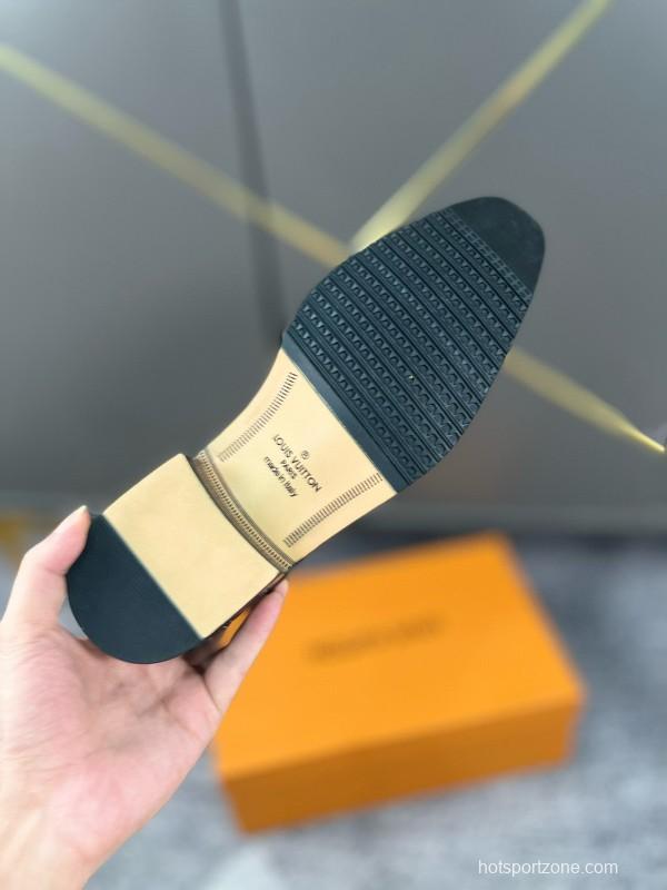 2024 Men Louis Vuitton Black Leather Leather Oxford MJ00380