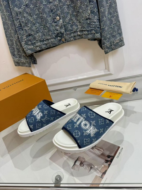 2025 Slippers Louis Vuitton Blue Denim Canvas Slippers LY