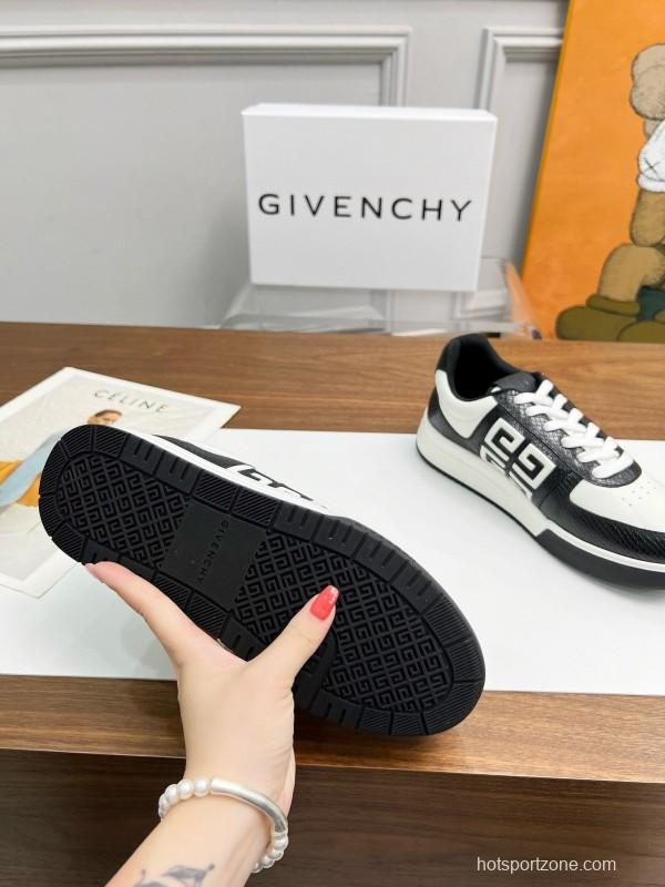 2024 Unisex Givenchy Black White Leather Sneakers