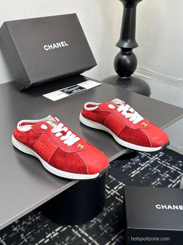 2025 Women Chanel Red Leather Casual Sneakers Fashion Craft LY00360(F)