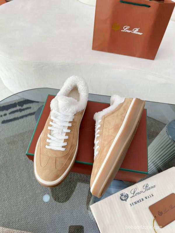 2024 Women LP Kummel Brown Suede Shearling Low-top Sneakers MJ00350