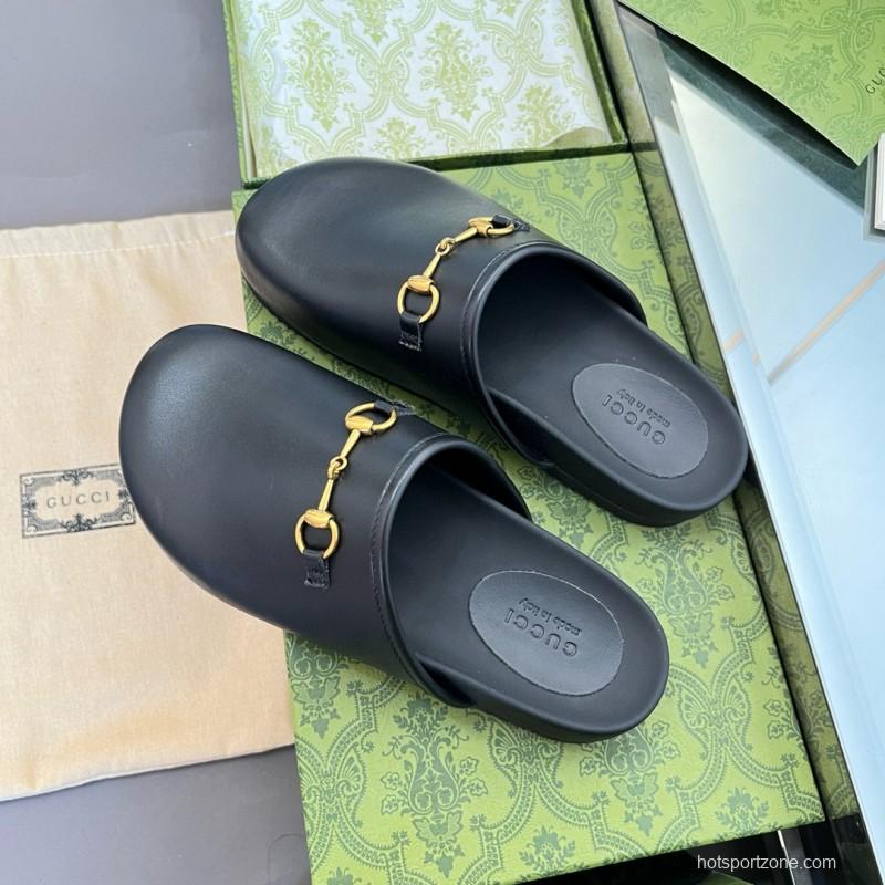 2024 Slippers Gucci Black Leather Slippers