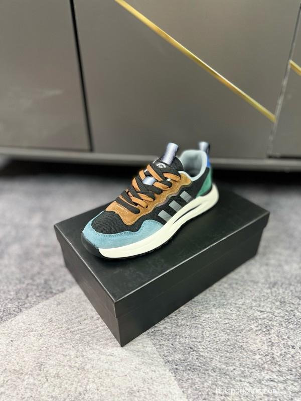 2024 Men Armani black brown blue green leather mesh sneakers MJ00230